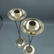 Load image into Gallery viewer, Art Deco Style Stainless Steel Candleholders 32cms tall
