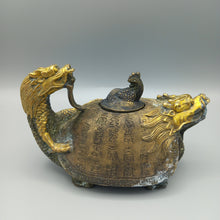 Load image into Gallery viewer, Antique Chinese Bronze Teapot Dragon design 14cms signed
