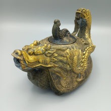 Load image into Gallery viewer, Antique Chinese Bronze Teapot Dragon design 14cms signed
