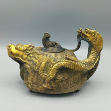 Load image into Gallery viewer, Antique Chinese Bronze Teapot Dragon design 14cms signed
