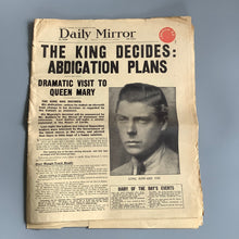 Load image into Gallery viewer, Original 1936 Daily Mirror Newspaper King Edward V111 Abdication
