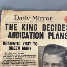 Load image into Gallery viewer, Original 1936 Daily Mirror Newspaper King Edward V111 Abdication
