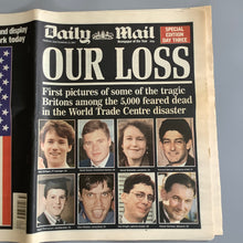 Load image into Gallery viewer, World Trade Centre Twin Towers Tragedy Daily Mail Newspaper 2001
