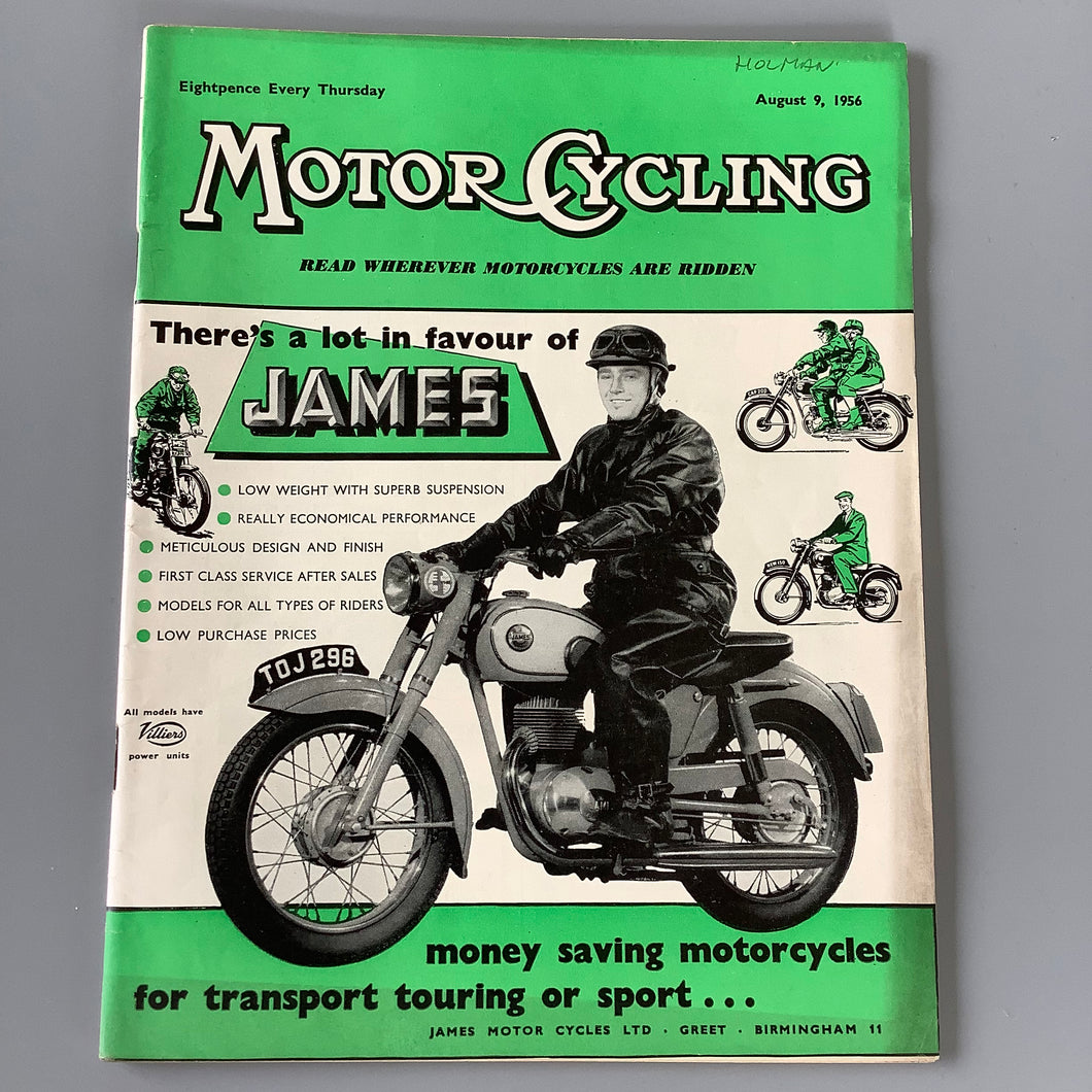 1956 Motor Cycling Magazine featuring the James motorcycle