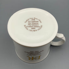 Load image into Gallery viewer, Royal Crown Duchy Bone China 2002 Queen Elizabeth Golden Jubilee Mug
