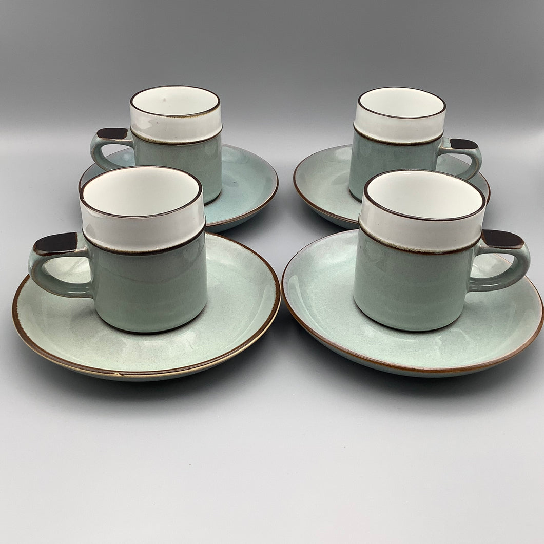 Denby Green Stoneware set of Coffee cups and saucer set