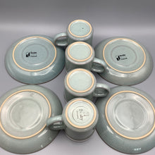 Load image into Gallery viewer, Denby Green Stoneware set of Coffee cups and saucer set
