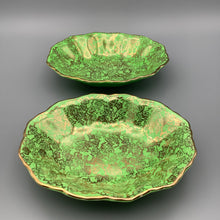 Load image into Gallery viewer, Pair of Burslem 1930s Green &amp; Gold Lustre Oval dishes
