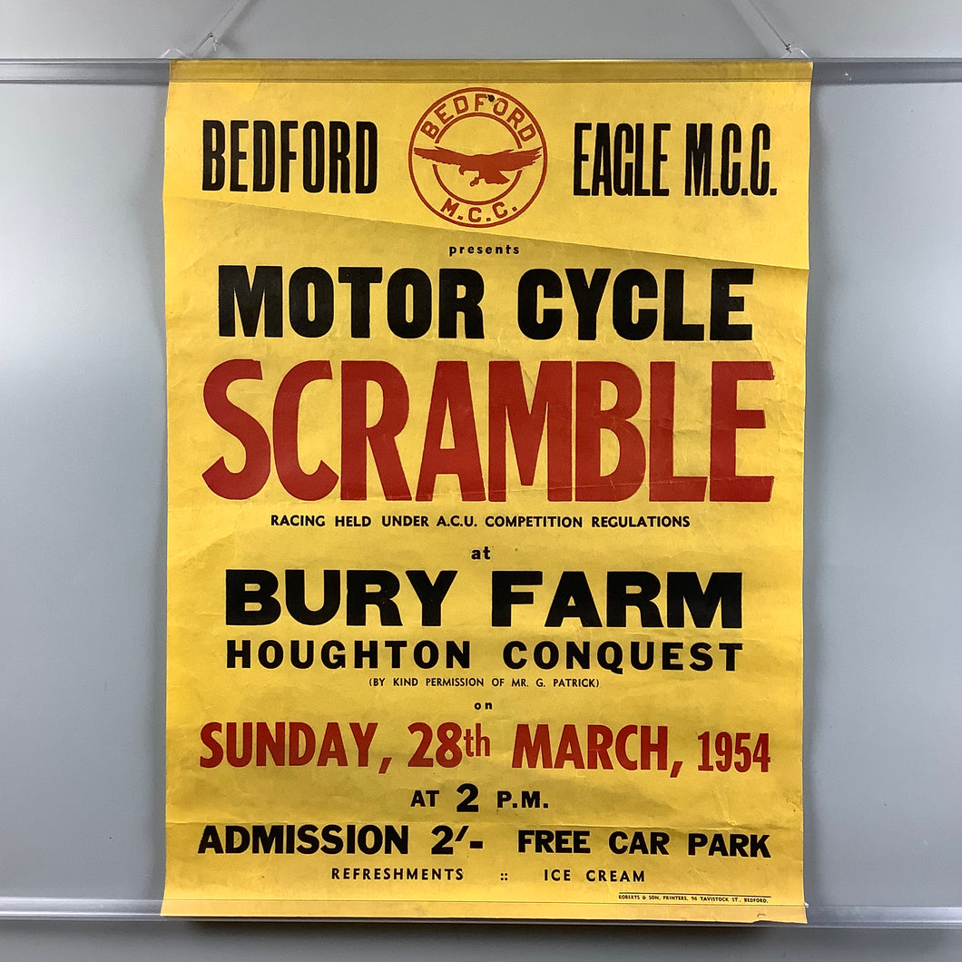 1954 Motorcycle Scramble Event Original Rare Poster