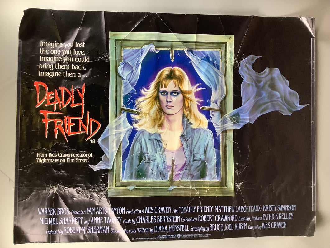 Deadly Friend 1987 Original Horror Film National Screen Poster