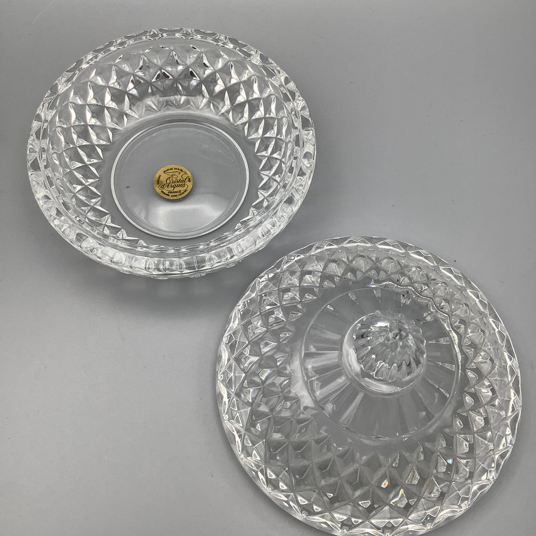 French Eistal D' Argues Lead Crystal Dish with Lid - 22