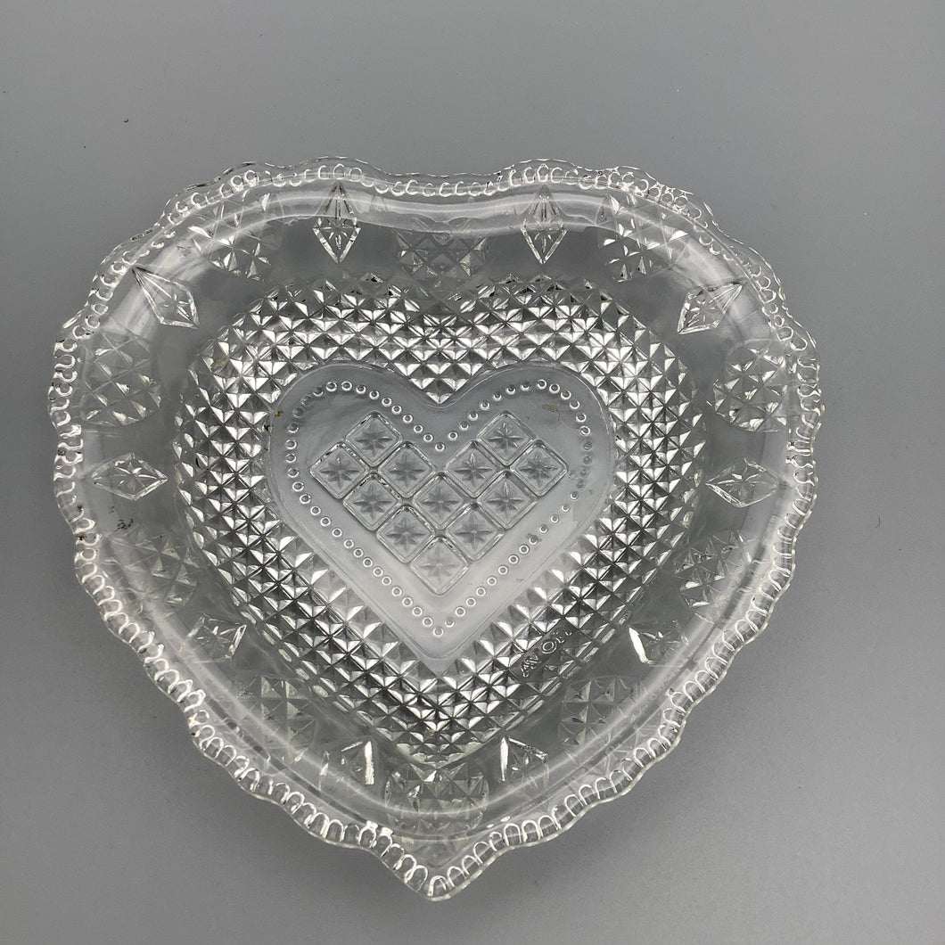 Vintage Pressed Glass Heart Shaped Romantic Dish